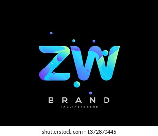 Initial letter ZW logo with colorful background, letter combination logo design for creative industry, web, business and company. - Vector