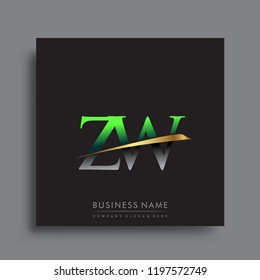 initial letter ZW logotype company name colored green and gold swoosh design. vector logo for business and company
