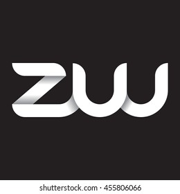 initial letter zw modern linked circle round lowercase logo black white