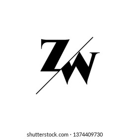Initial Letter ZW Monogram Sliced. Logo template isolated on white background