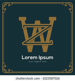 initial letter zw vintage style