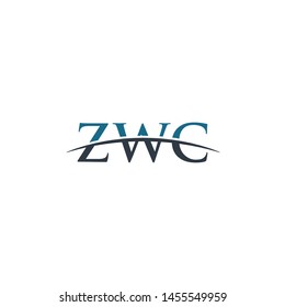 Initial letter ZWC, overlapping movement swoosh horizon logo company design inspiration in blue and gray color vector