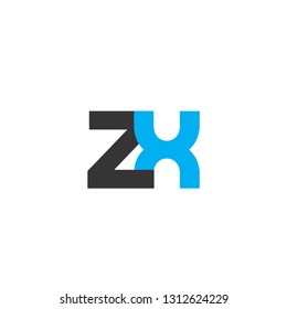 Initial Letter ZX Linked Circle Lowercase Logo Black Blue Icon Design Template Element - Vector
