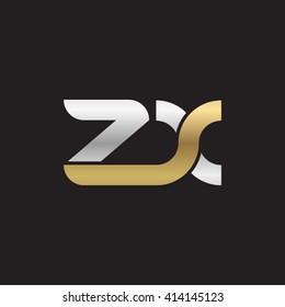 initial letter zx linked round lowercase logo gold silver black background