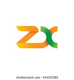 initial letter zx linked round lowercase logo orange green