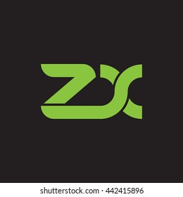 initial letter zx linked round lowercase logo green