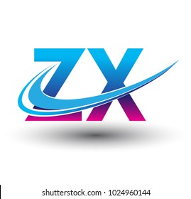 initial letter ZX logotype company name colored blue and magenta swoosh design. vector logo for business and company identity.
