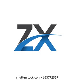 initial letter ZX logotype company name colored blue and grey swoosh design. vector logo for business and company identity.
