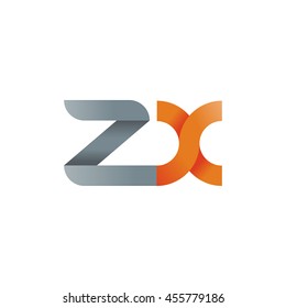 initial letter zx modern linked circle round lowercase logo orange gray