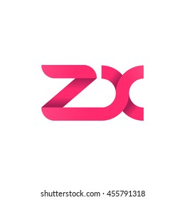 initial letter zx modern linked circle round lowercase logo pink
