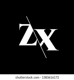 Initial Letter ZX Monogram Sliced. Modern logo template isolated on black background
