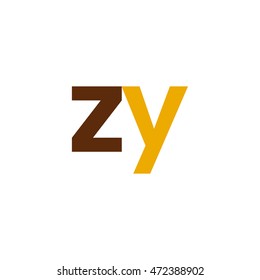 Initial letter ZY brown yellow color logo