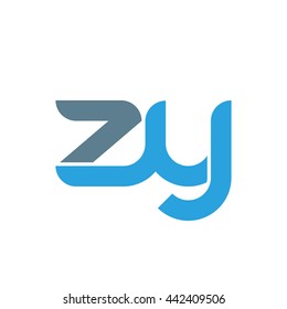 initial letter zy linked round lowercase logo blue