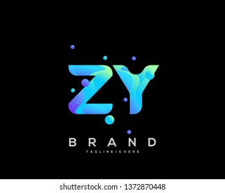 Initial letter ZY logo with colorful background, letter combination logo design for creative industry, web, business and company. - Vector