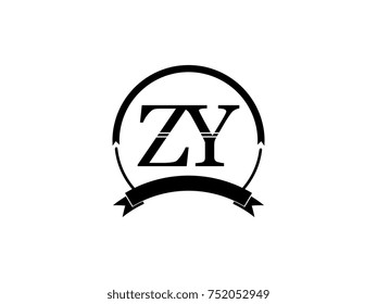 initial letter ZY logo monogram retro black