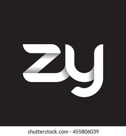 initial letter zy modern linked circle round lowercase logo black white