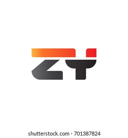 Initial letter ZY, straight linked line bold logo, gradient fire red black colors