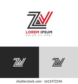 Initial Letter ZY ZV linked uppercase overlap modern logo design template. Suitable for business, consulting group company. Vector Illustration.