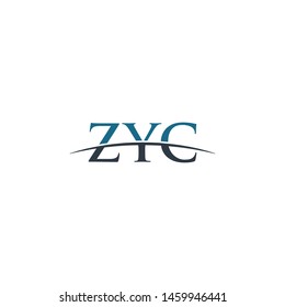 Initial letter ZYC, overlapping movement swoosh horizon logo company design inspiration in blue and gray color vector