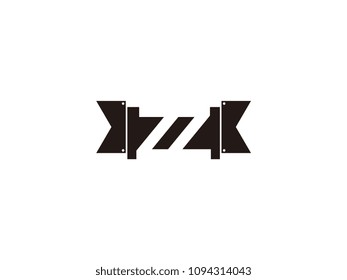 Initial letter zz black ribbon logo design