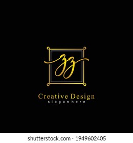 Letra inicial logotipo escrito a mano con caligrafía ZZ. Alfabeto escrito a mano en la plantilla de logotipo. Letras y alfabeto para el diseño de su logotipo.