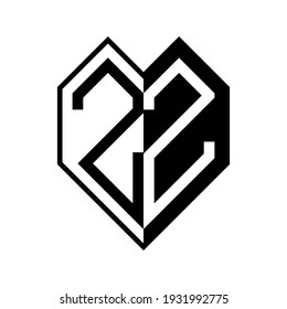Initial letter zz heart half geometric negative space logo vector