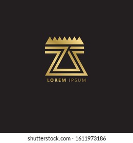 Initial Letter ZZ linked uppercase overlap modern gold logo vector design template. Suitable for business, consulting group company. Vector Illustration.