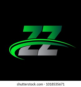 initial letter ZZ logotype company name colored green and black swoosh design. vector logo for business and company identity.