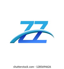 initial letter ZZ logotype company name colored blue and swoosh design. vector logo for business and company identity.