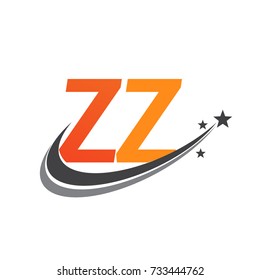 initial letter ZZ logotype company name colored orange and grey swoosh star design. vector logo for business and company identity.