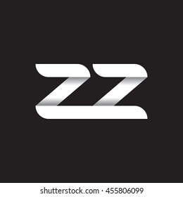 initial letter zz modern linked circle round lowercase logo black white