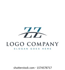 Initial letter ZZ , overlapping movement swoosh horizon logo company design inspiration in blue and gray color vector	