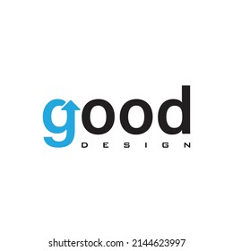 Initial lettering g letter with blue up head arrow applied for good design word. The logo is suitable for business and design mark logo