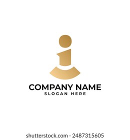 The initial i lettermark in gold gradient and the smile element underneath in modern elegant luxury and minimalist style