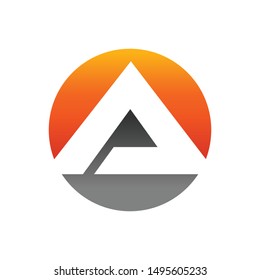 Initial A Lettermark Pyramid In Circle Icon Design