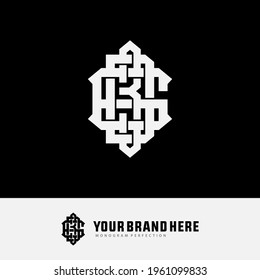 Initial letters 6, D, 3, D63, 63D or 6D3 overlapping, interlock, monogram logo, white color on black background
