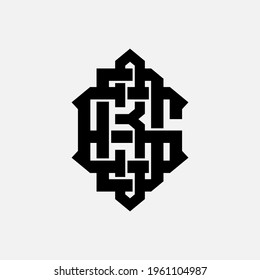 Initial letters 6, D, 3, D63, 63D or 6D3 overlapping, interlock, monogram logo, black color on white background