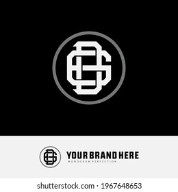 Initial letters 6, D, 6D or D6 overlapping, interlocked monogram logo, white and gray color on black background