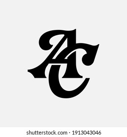 Initial letters A, C, AC or CA overlapping, interlock, monogram logo, black color on white background