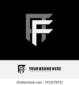 Initial letters A, F, AF or FA overlapping, interlock, monogram logo, white and gray color on black background