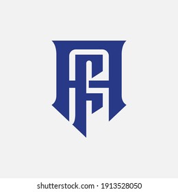 Initial letters A, F, AF or FA overlapping, interlock, monogram logo, blue color on white background