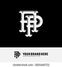 Initial letters A, P, AP or PA overlapping, interlocked monogram logo, white color on black background