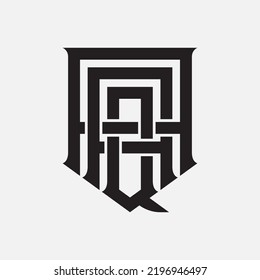 Letras iniciales A, Q, AAQ, AQA o QAA, logotipo de monograma, interbloqueo, moderno, deportivo, color negro sobre fondo blanco