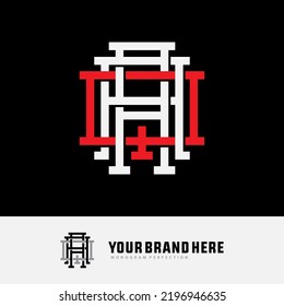 Letras iniciales A, Q, AAQ, AQA o QAA, logotipo de monograma, interbloqueo, moderno, deportivo, blanco y rojo sobre fondo negro