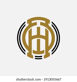 Initial letters A, W, AW or WA overlapping, interlock, monogram logo, black and gold color on white background