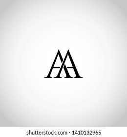 Initial letters A AA linked monogram logo vector. Business logo monogram with two overlap letters inside circle isolated on white background.