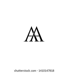 Initial letters A AA linked monogram logo vector. Business logo monogram with two overlap letters inside circle isolated on white background.