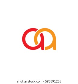 Initial letters aa round linked chain shape lowercase logo modern design red orange