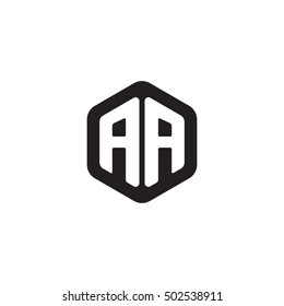 Initial letters AA rounded hexagon shape monogram black simple modern logo