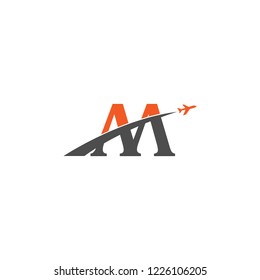 Initial Letters AA Travel Logo Design With Aircraft Airplane Icon